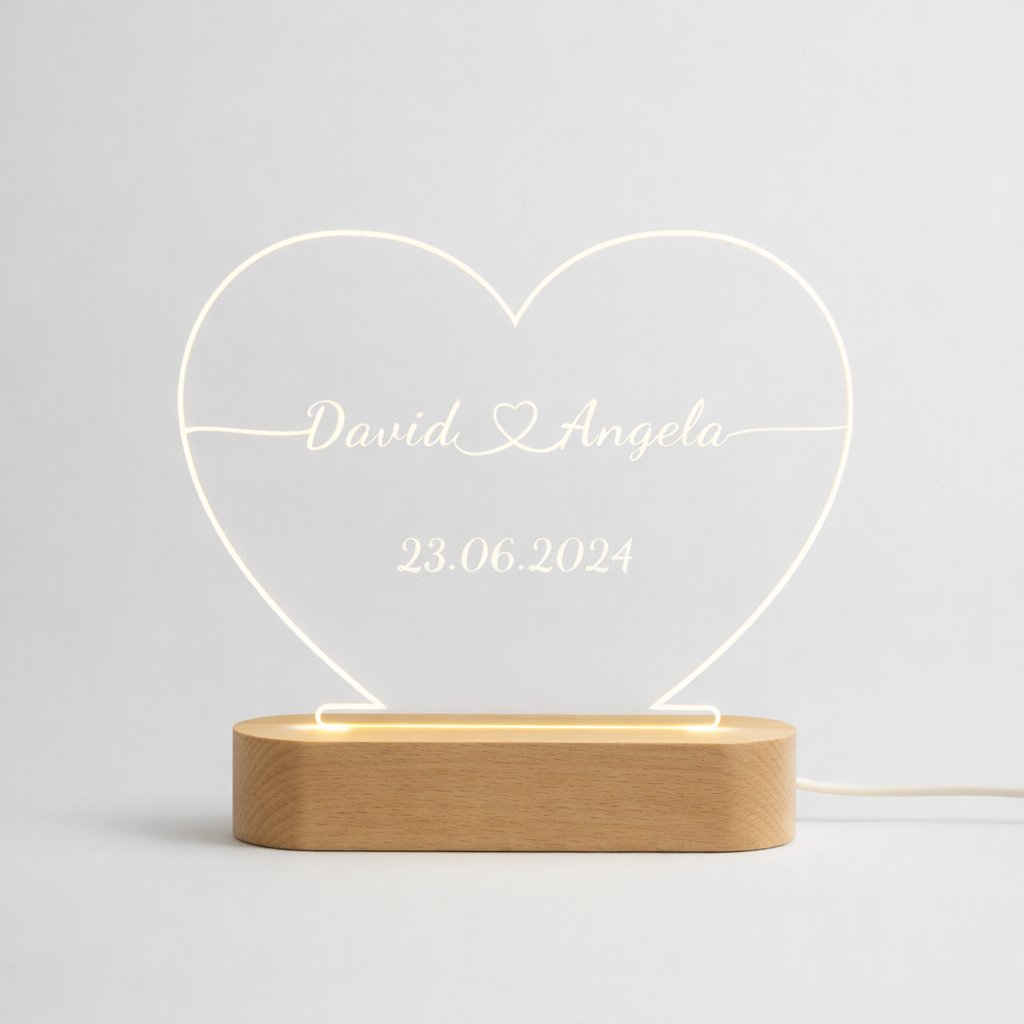 Heart-Shaped Wooden Light