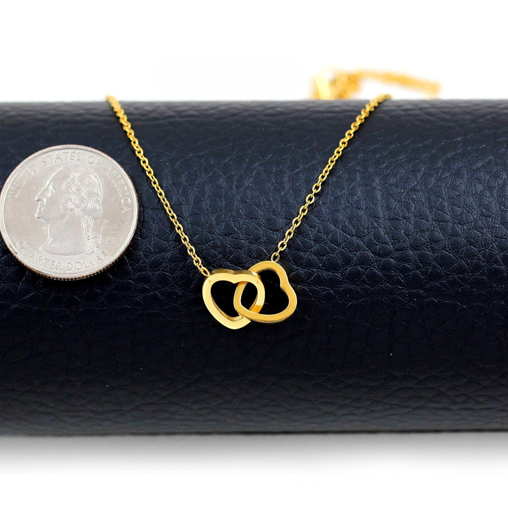 Double Heart Engraved Necklace - Gift Box