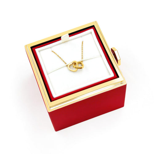 Double Heart Engraved Necklace - Gift Box