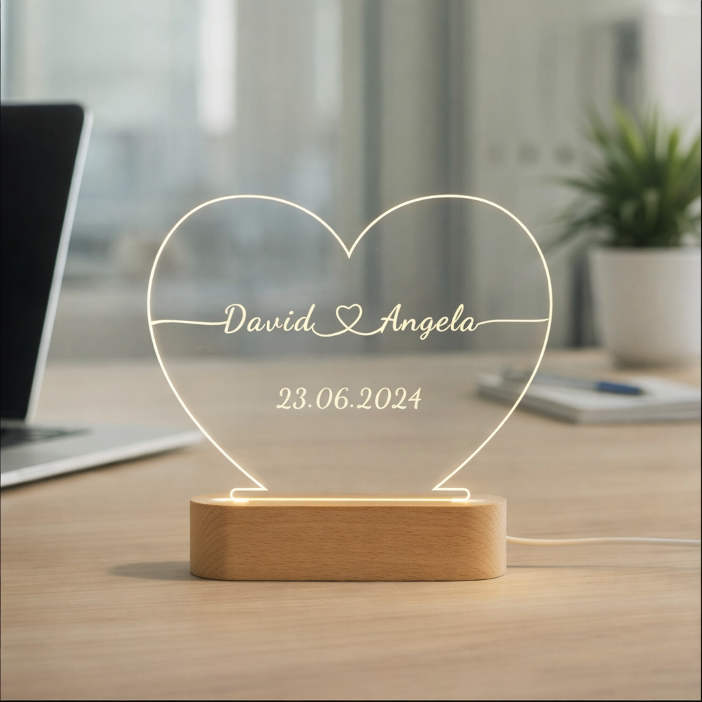 Heart-Shaped Wooden Light